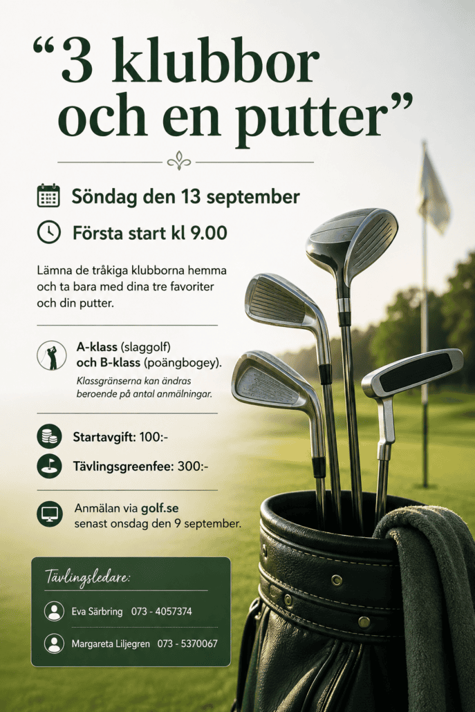 Tre klubbor och en putter 260913